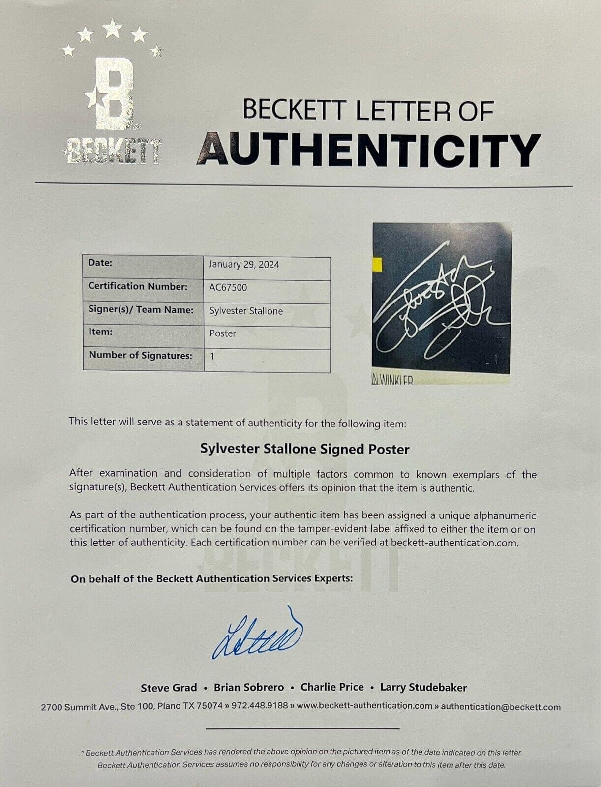 Sylvester Stallone Signed Rocky II Original Movie 27×41 Poster BAS AC67500 Other 27x41-sylvester-stallone-rocky-ii-original-movie, view 6, supplier stock photo