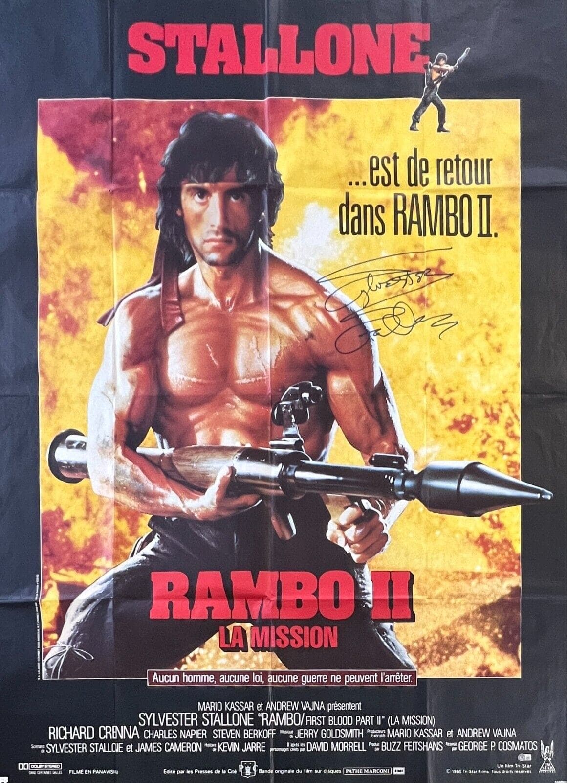 Sylvester Stallone Signed Rambo II Original 45×63 French Poster BAS AC67510 Sylvester Stallone Other 45x63-sylvester-stallone-rambo-ii-original-45, supplier stock photo