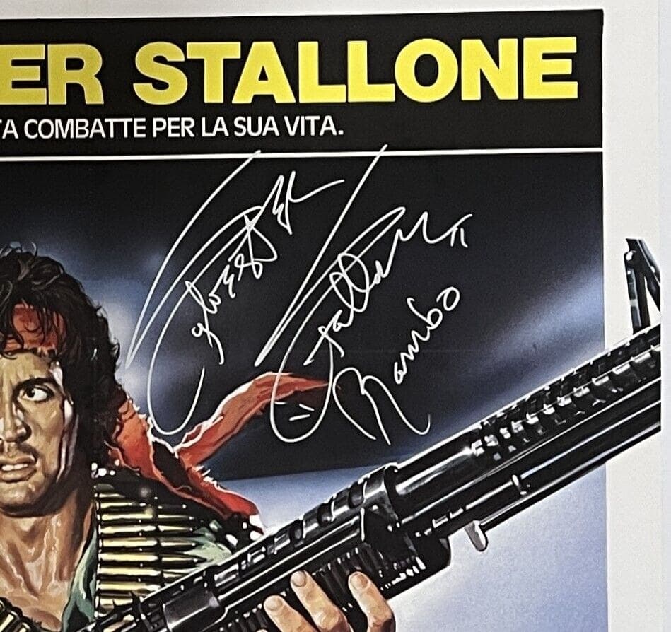 Sylvester Stallone Signed Rambo Original 39×53 Linen-Backed Poster BAS AC29825 Sylvester Stallone Other 39x53-sylvester-stallone-rambo-original-39-53, view 2, supplier stock photo