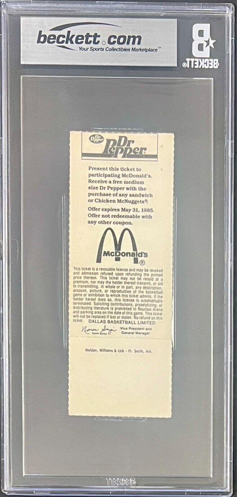 Hakeem Olajuwon Signed Rockets NBA Debut Full Ticket Beckett 7 NM Auto 10 Hakeem Olajuwon Ticket Stub nba-debut-full-7-nm-auto, Houston Rockets, view 2, supplier stock photo