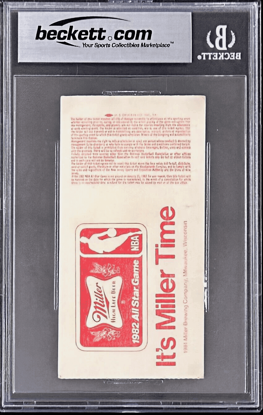 Larry Bird Signed 1982 NBA All Star Game Ticket Stub Beckett Auto 10 6 EX-MT MVP Larry Bird Ticket Stub larry-bird-1982-nba-all-star, Boston Celtics, view 2, supplier stock photo
