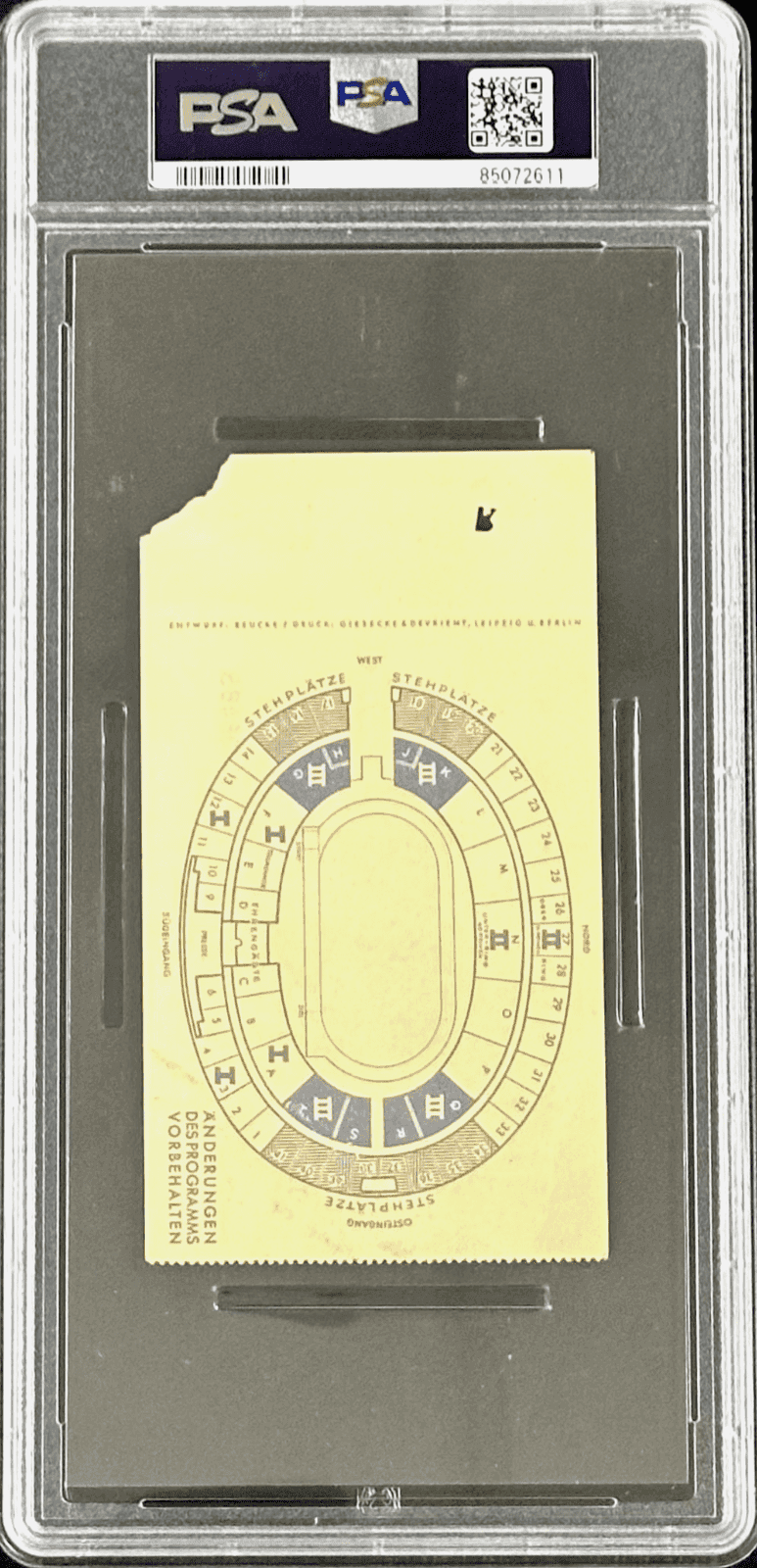 Jesse Owens Olympic Debut Ticket Stub 1936 Olympics Men’s 100M Heat PSA VG 3 Ticket Stub jesse-owens-olympic-debut-1936-olympics, view 3, supplier stock photo