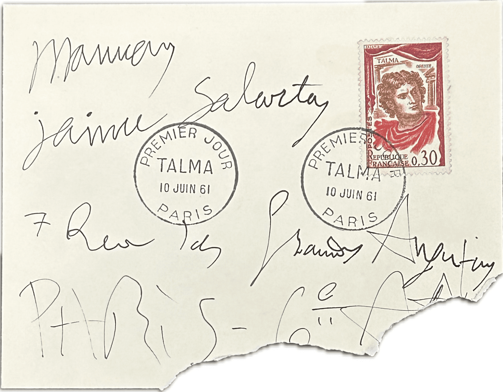 Painter Pablo Picasso Signed & Handwriting On Envelope Paris 1961 JSA Letter Other painter-pablo-picasso-handwriting-envelope, view 2, supplier stock photo