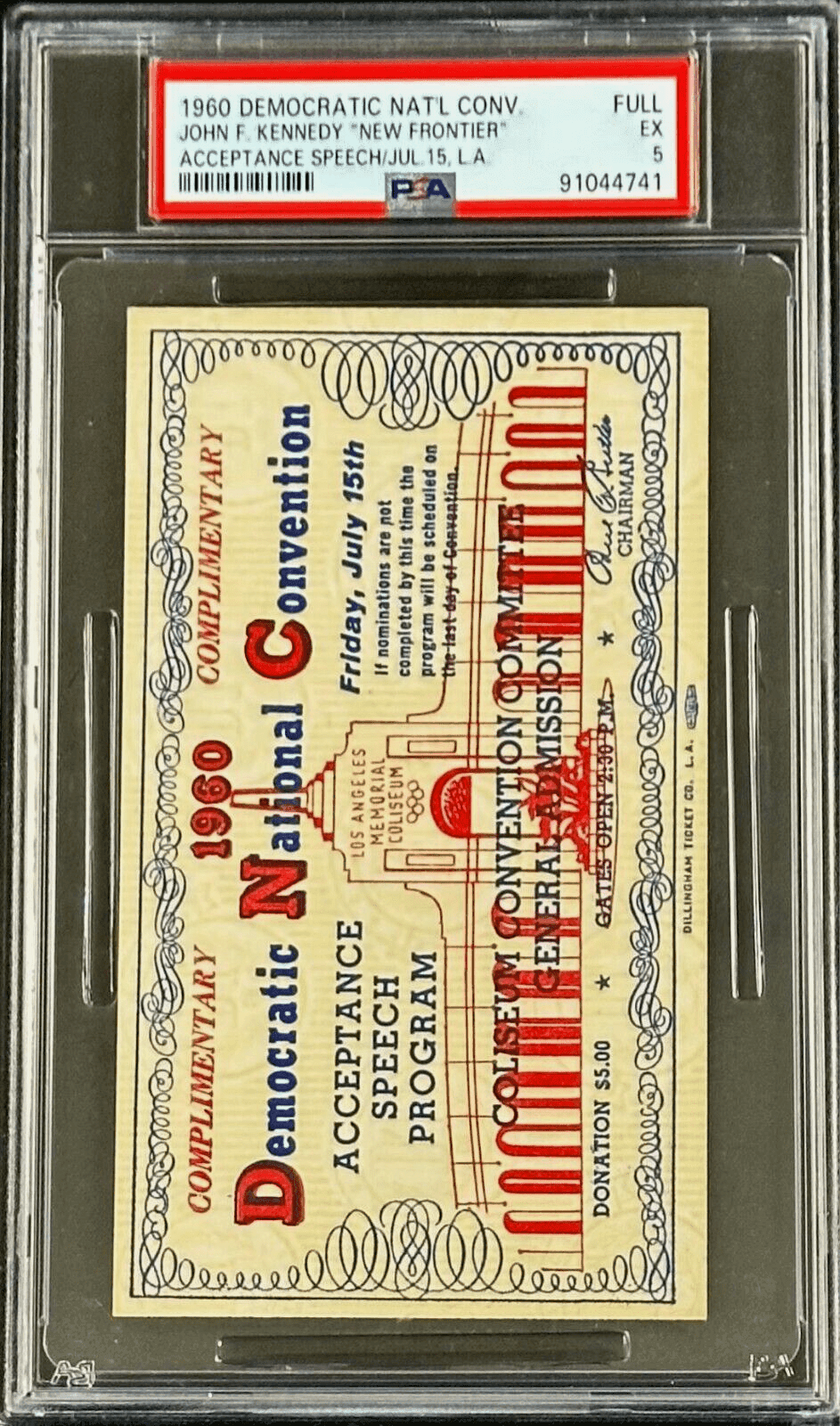 John F Kennedy 1960 Democratic National Convention Acceptance Speech Ticket A Ticket Stub john-kennedy-1960-democratic-national, view 2, supplier stock photo