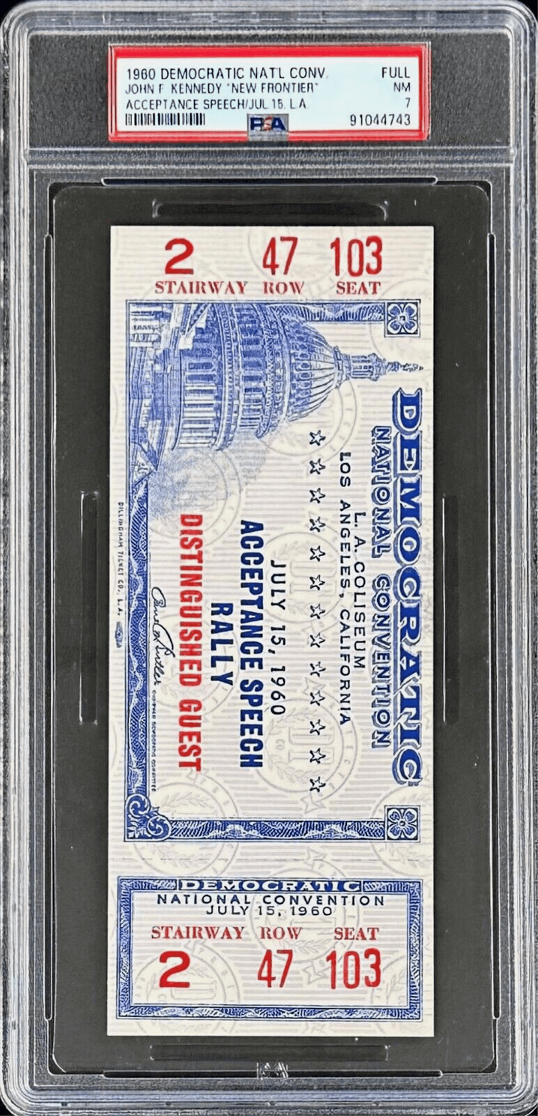 John F Kennedy 1960 Democratic National Convention Acceptance Speech Ticket C Ticket Stub john-kennedy-1960-democratic-national, view 2, supplier stock photo