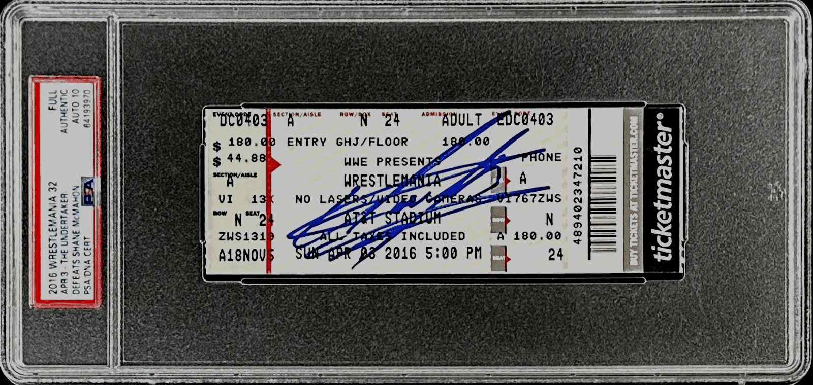 Undertaker Signed WWE WrestleMania XXXII Apr. 3, 2016 Full Ticket PSA Auto 10 Undertaker Ticket Stub undertaker-wwe-wrestlemania-xxxii-apr-3, supplier stock photo