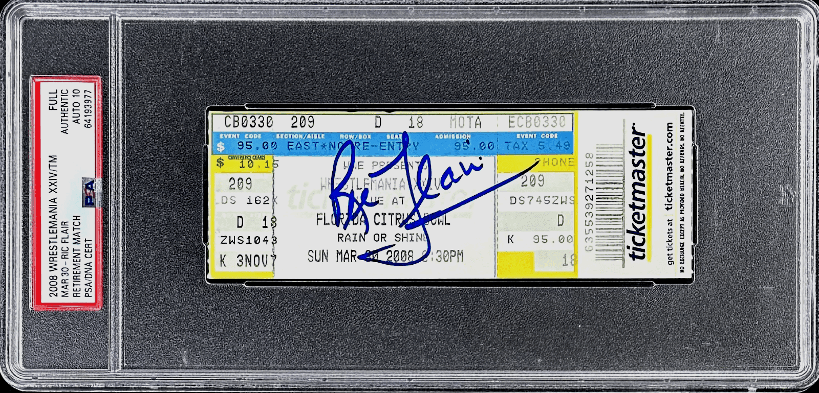 Ric Flair Signed WrestleMania XXIV Mar. 30, 2008 Full Ticket PSA Retire Match Ric Flair Ticket Stub wrestlemania-xxiv-mar-30-2008-full, supplier stock photo