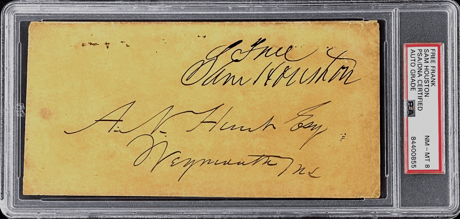 Sam Houston Signed Free Frank PSA 1st President of The Republic of Texas Other sam-houston-free-frank-1st-president, supplier stock photo