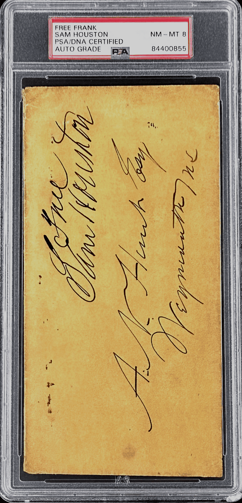 Sam Houston Signed Free Frank PSA 1st President of The Republic of Texas Other sam-houston-free-frank-1st-president, view 2, supplier stock photo