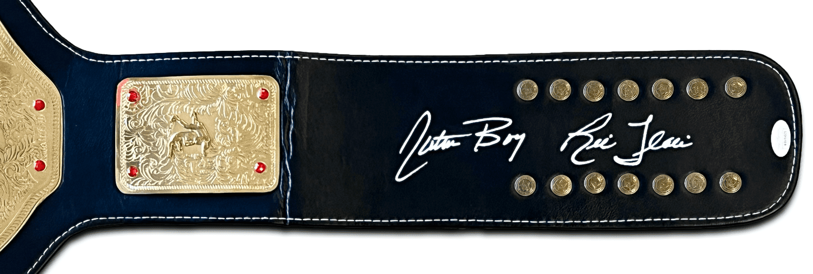 Ric Flair Signed Autographed Custom Black & Gold Belt JSA Nature Boy White Ric Flair Other black-gold-belt-nature-boy-white, view 2, supplier stock photo