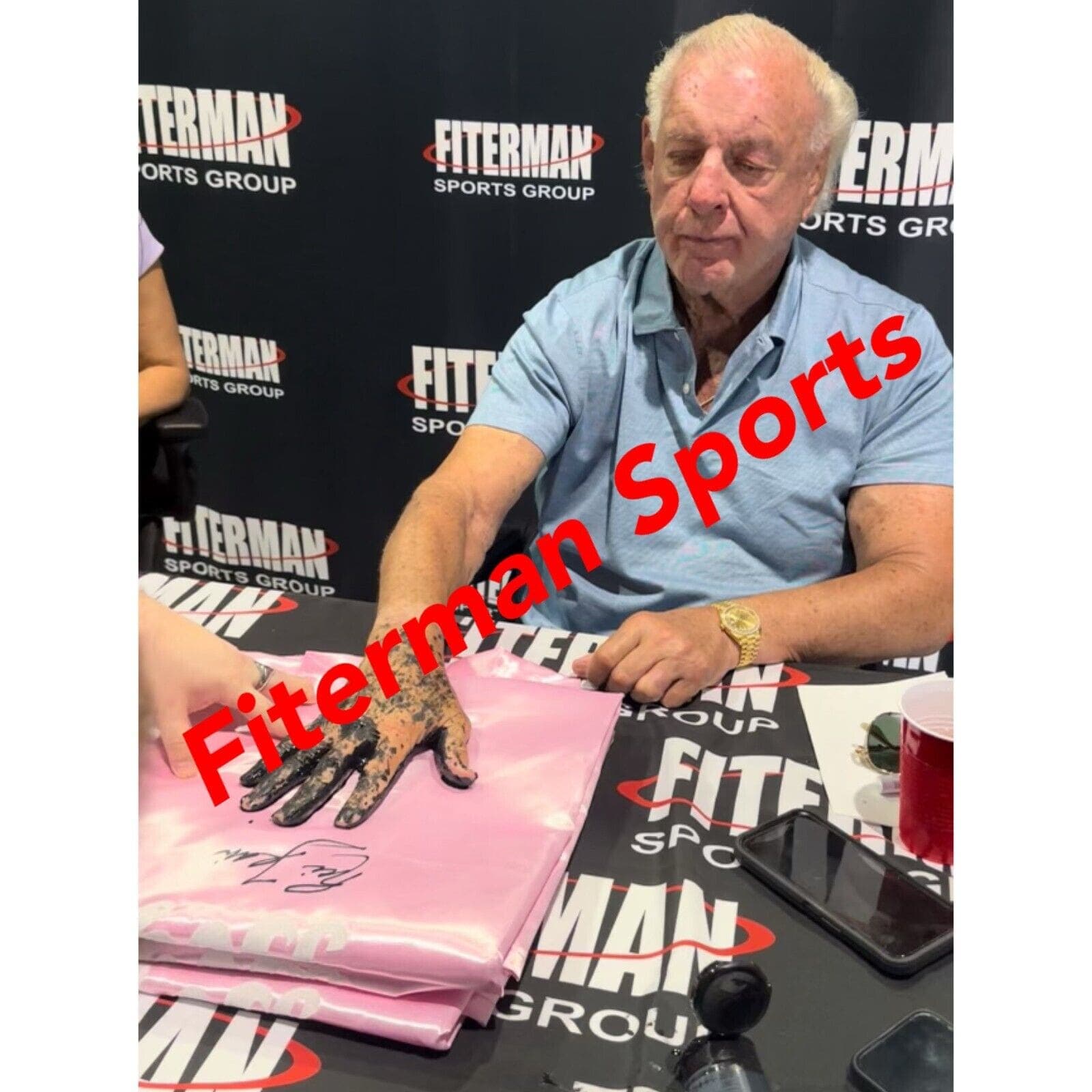 Ric Flair Signed Autographed & Personal Chop Handprint Pink Robe JSA Authentic Ric Flair Other personal-chop-handprint-pink-robe, view 3, supplier stock photo