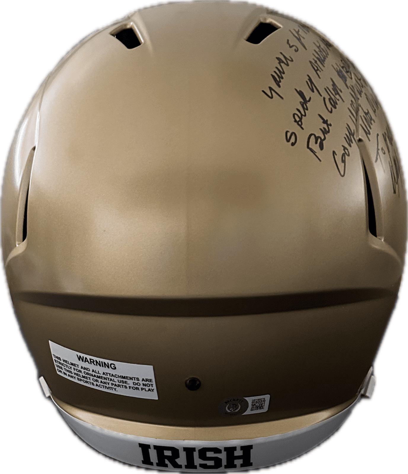 Helmet rudy-ruettiger-full-size-speed-quote, Notre Dame Fighting Irish, view 3, supplier stock photo