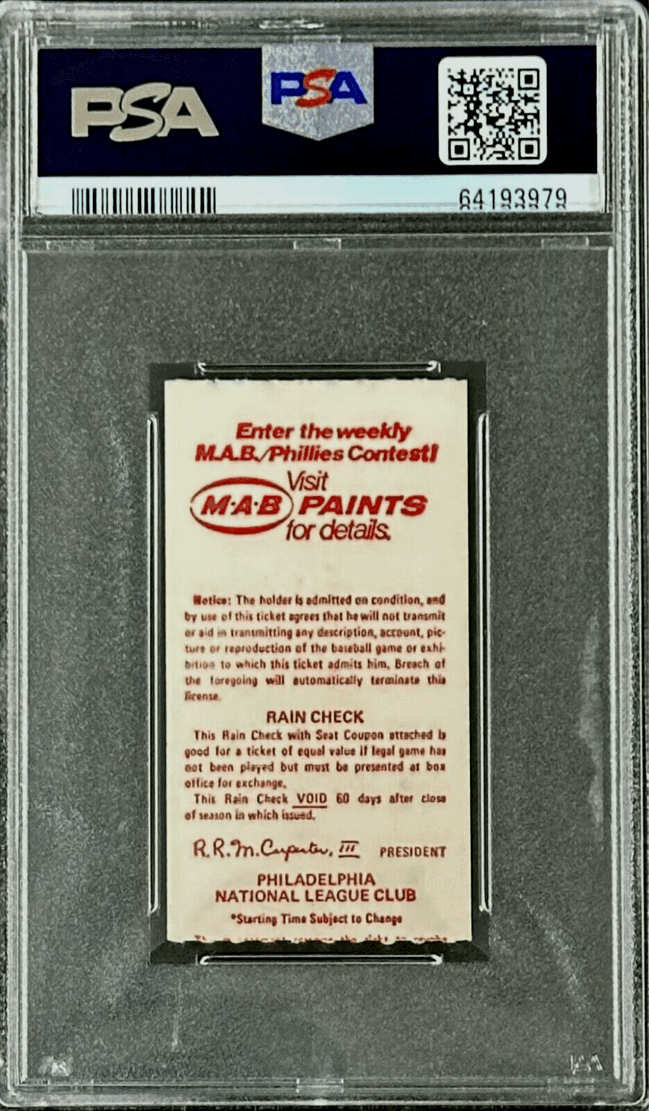 PETE ROSE AUTOGRAPHED TICKET STUB 8/10/1981 PSA/DNA AUTO 10 64193979 HIT #3631 Pete Rose Ticket Stub 8-10-1981-auto-64193979-hit, Cincinnati Reds, view 2, supplier stock photo