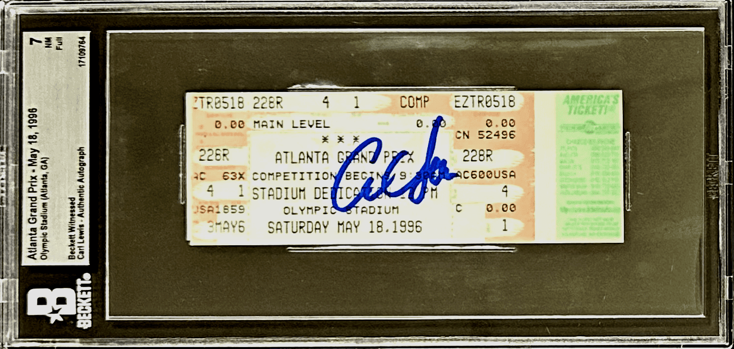 Carl Lewis Signed 1996 Atlanta Grand Prix May 18 Beckett Full Ticket Beckett Ticket Stub carl-lewis-1996-atlanta-grand-prix, supplier stock photo