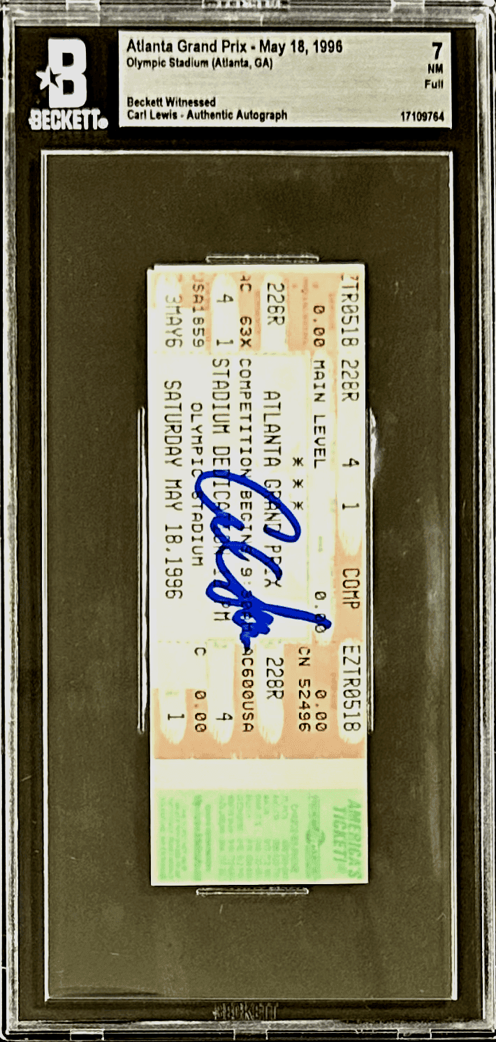 Carl Lewis Signed 1996 Atlanta Grand Prix May 18 Beckett Full Ticket Beckett Ticket Stub carl-lewis-1996-atlanta-grand-prix, view 2, supplier stock photo