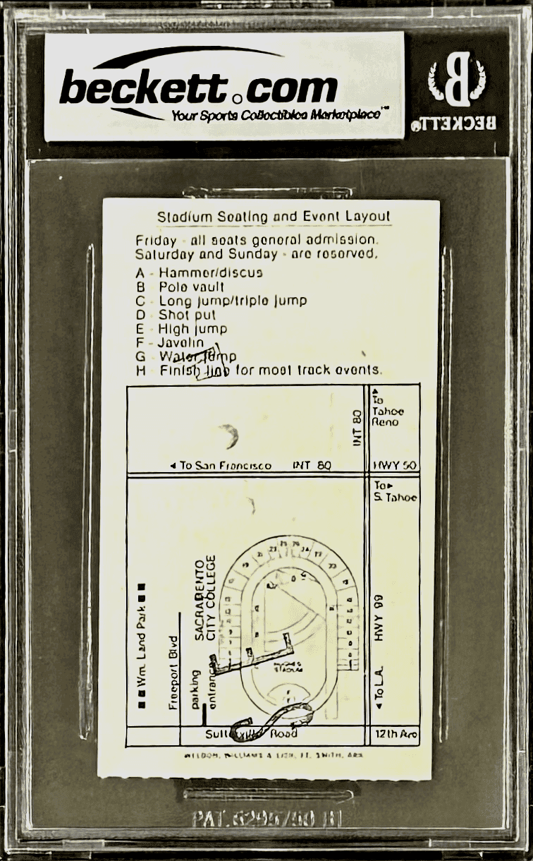 Carl Lewis Signed 1981 USA Outdoor Track/Field Championships Beckett Ticket Stub Carl Lewis Ticket Stub carl-lewis-1981-usa-outdoor-track, view 3, supplier stock photo