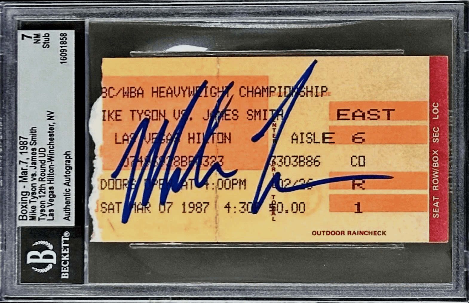 Mike Tyson vs James Smith Signed Ticket Stub Beckett Tyson 12th Round UD Mike Tyson Ticket Stub vs-james-smith-12th-round-ud, supplier stock photo