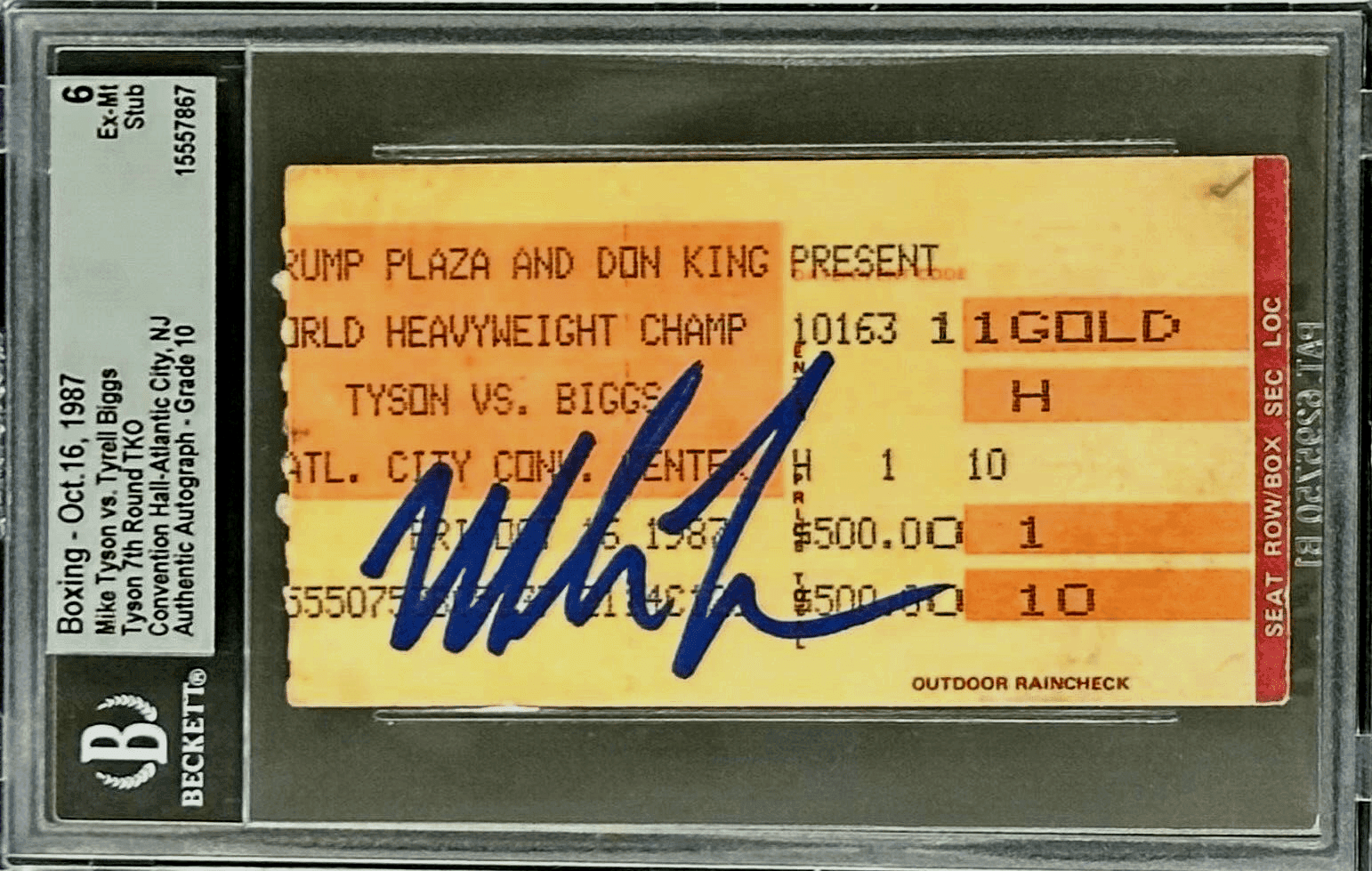 Mike Tyson vs Tyrell Biggs Signed Ticket Stub Beckett Tyson 7th Round TKO Mike Tyson Ticket Stub vs-tyrell-biggs-7th-round-tko, supplier stock photo