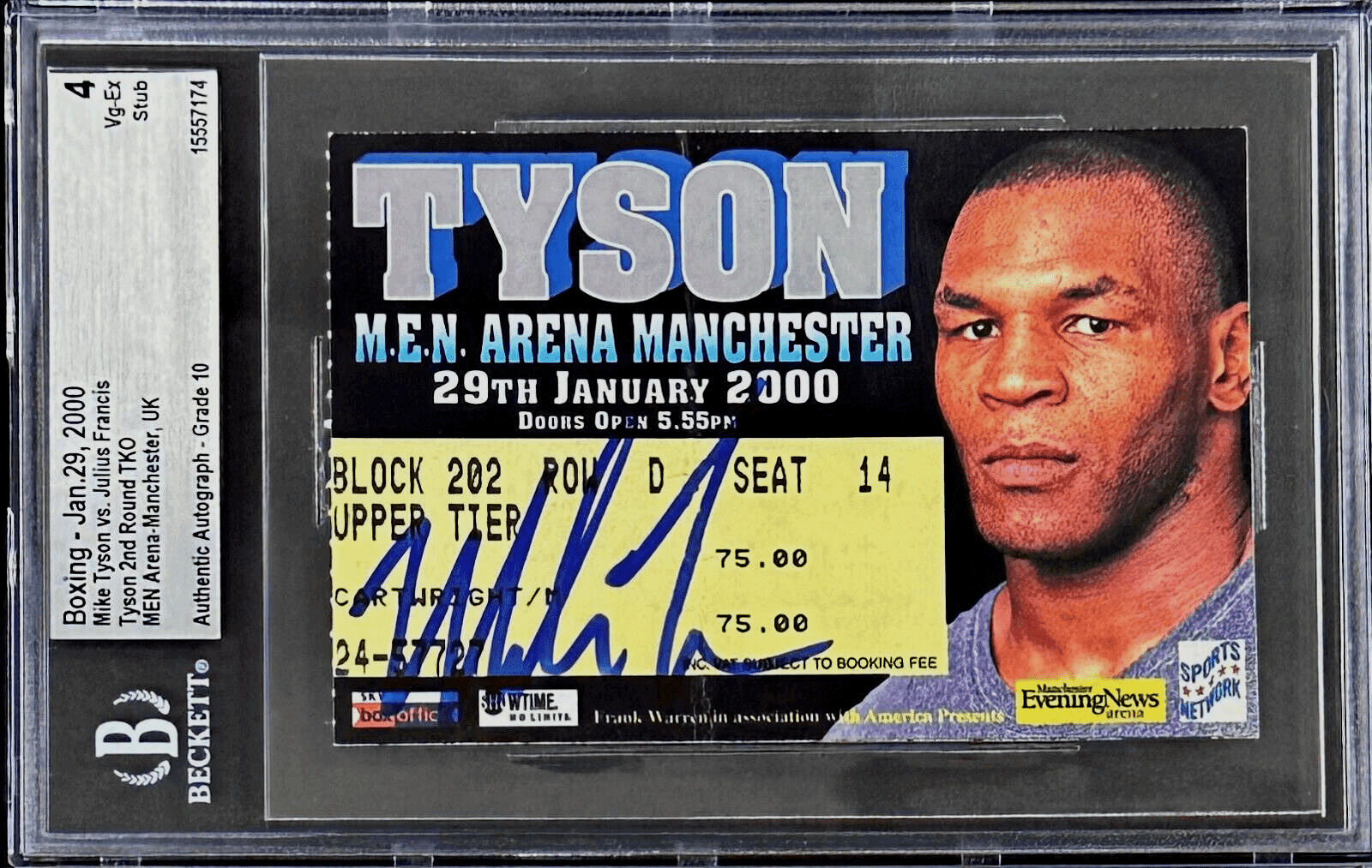 Mike Tyson vs Julius Francis Signed Ticket Stub Beckett Tyson 2nd Round TKO Mike Tyson Ticket Stub vs-julius-francis-2nd-round-tko, supplier stock photo