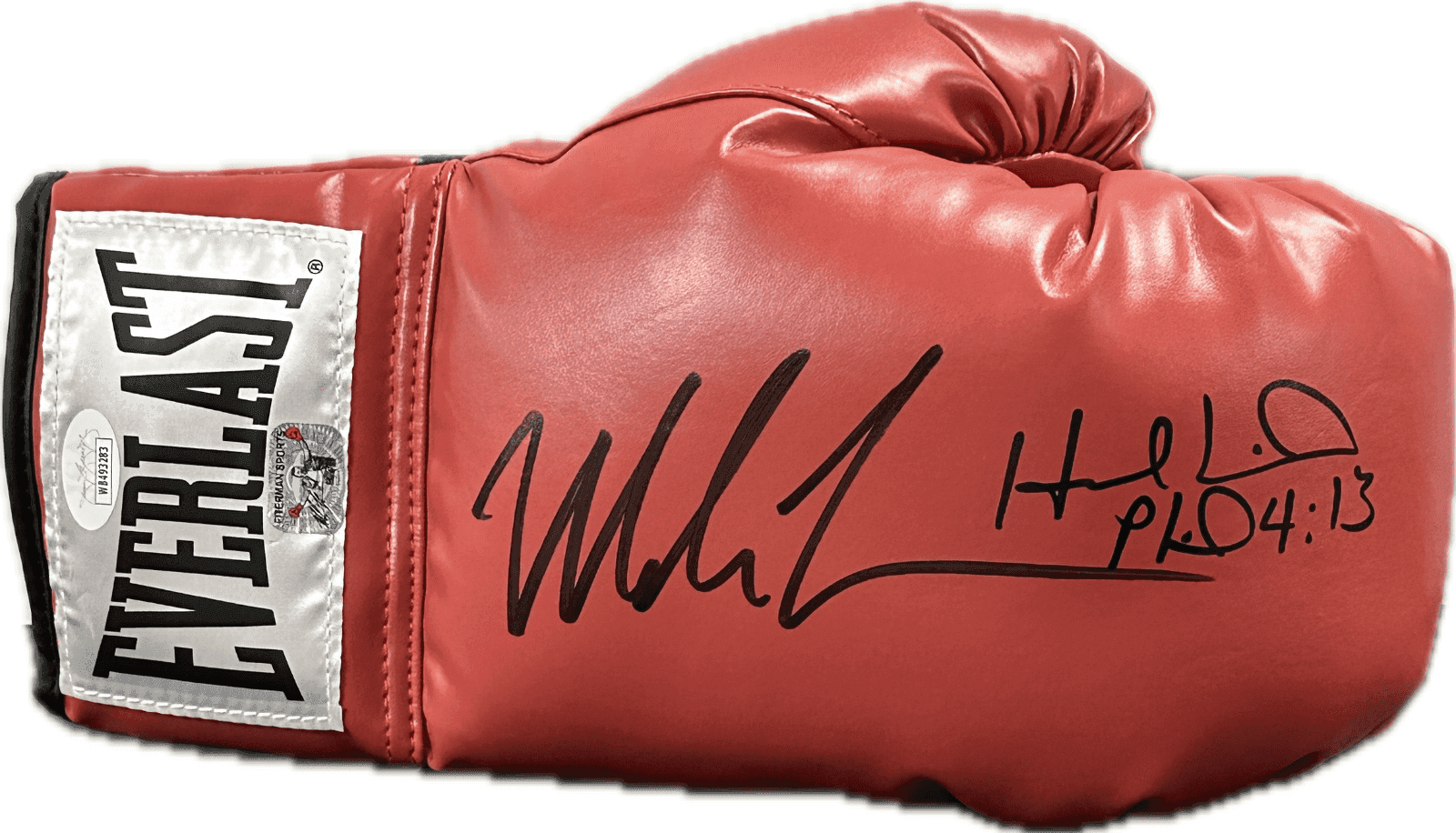 Mike Tyson & Evander Holyfield Signed Autograph Red Boxing Glove JSA Right Evander Holyfield Glove mike-tyson-red-boxing-right, supplier stock photo