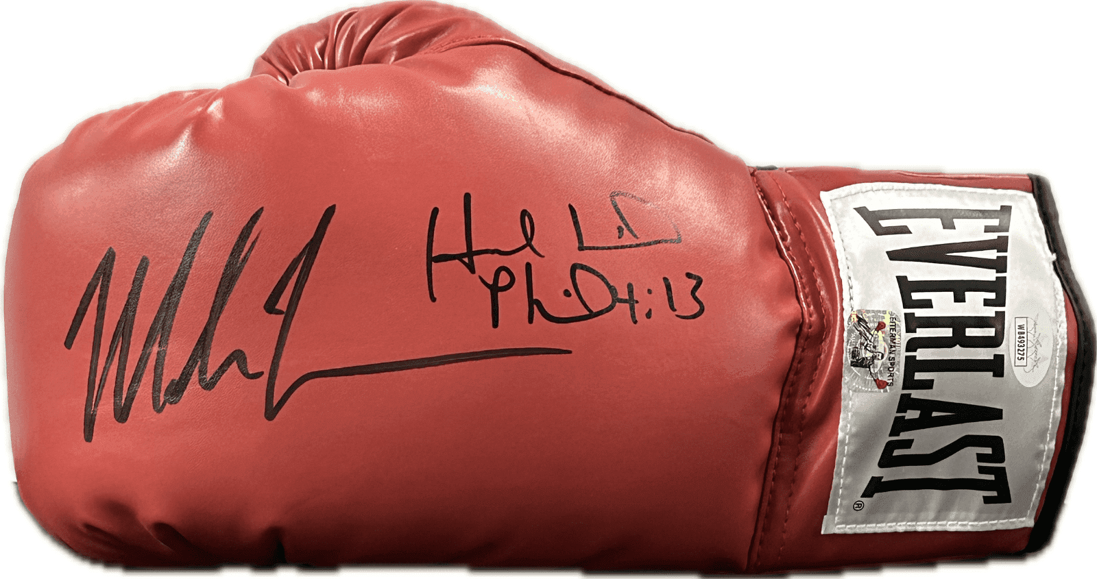 Mike Tyson & Evander Holyfield Signed Autograph Red Boxing Glove JSA Left Evander Holyfield Glove mike-tyson-red-boxing-left, supplier stock photo