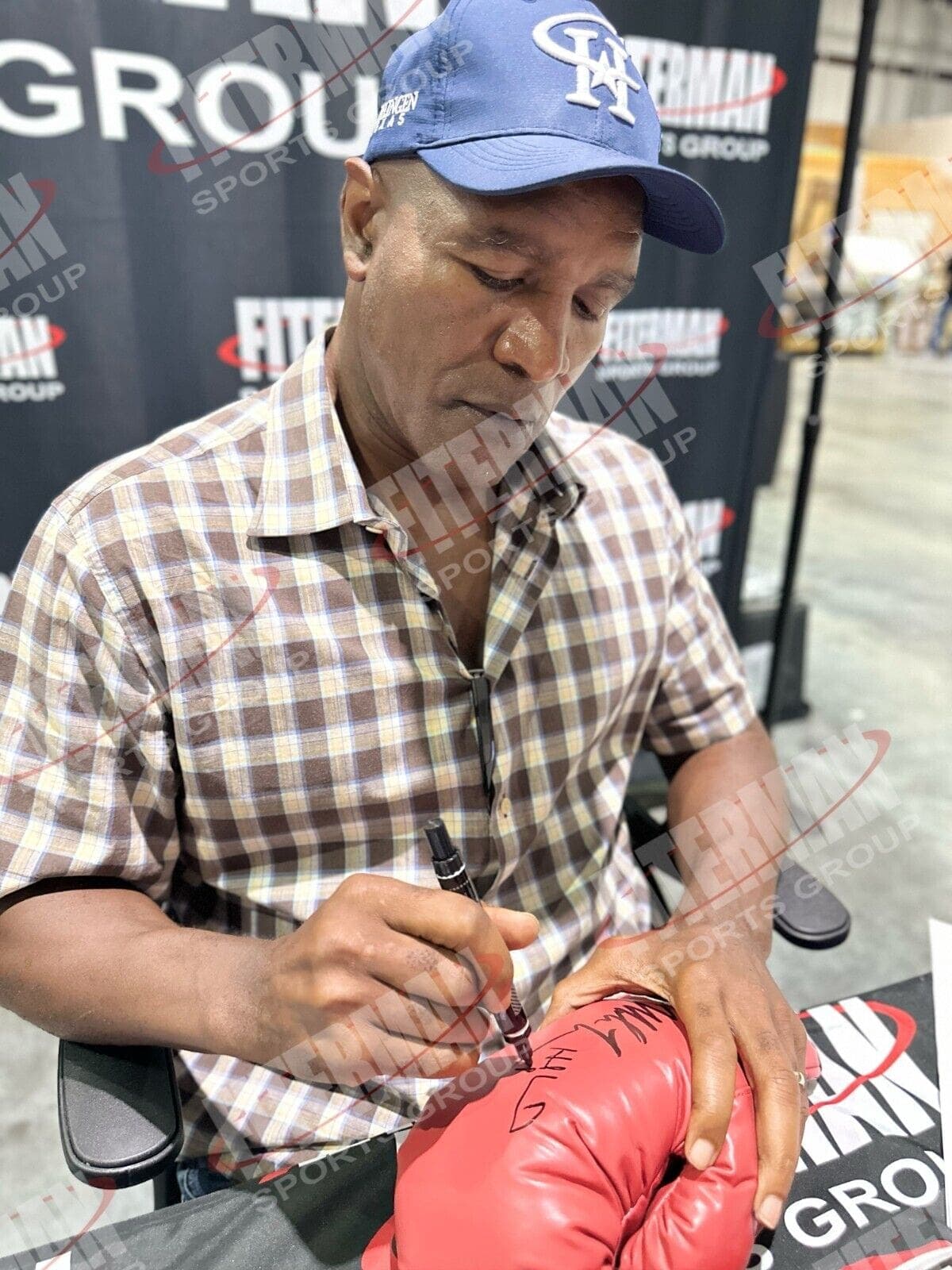 Mike Tyson & Evander Holyfield Signed Autograph Red Boxing Glove JSA Left Evander Holyfield Glove mike-tyson-red-boxing-left, view 3, supplier stock photo