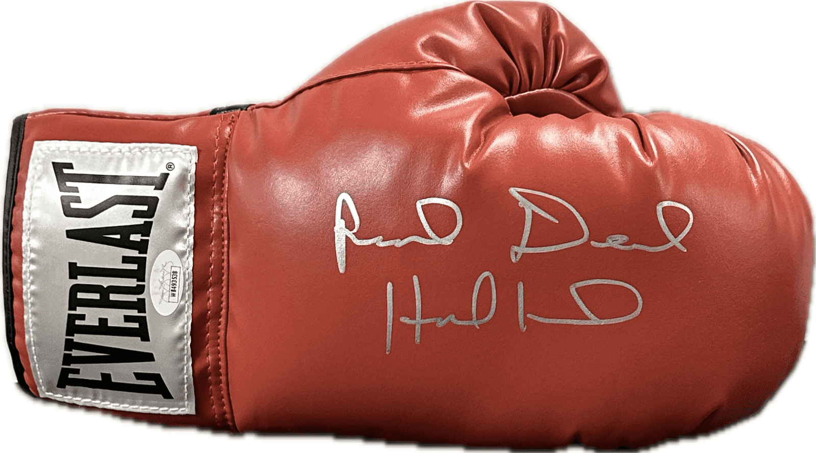 Evander Holyfield “Real Deal” Signed Autograph Red Boxing Glove JSA Right Evander Holyfield Glove real-deal-red-boxing-right, supplier stock photo