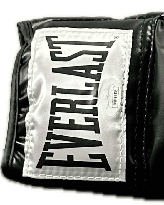 Evander Holyfield “Real Deal” Signed Autograph Black Boxing Glove JSA Right Evander Holyfield Glove real-deal-black-boxing-right, view 2, supplier stock photo