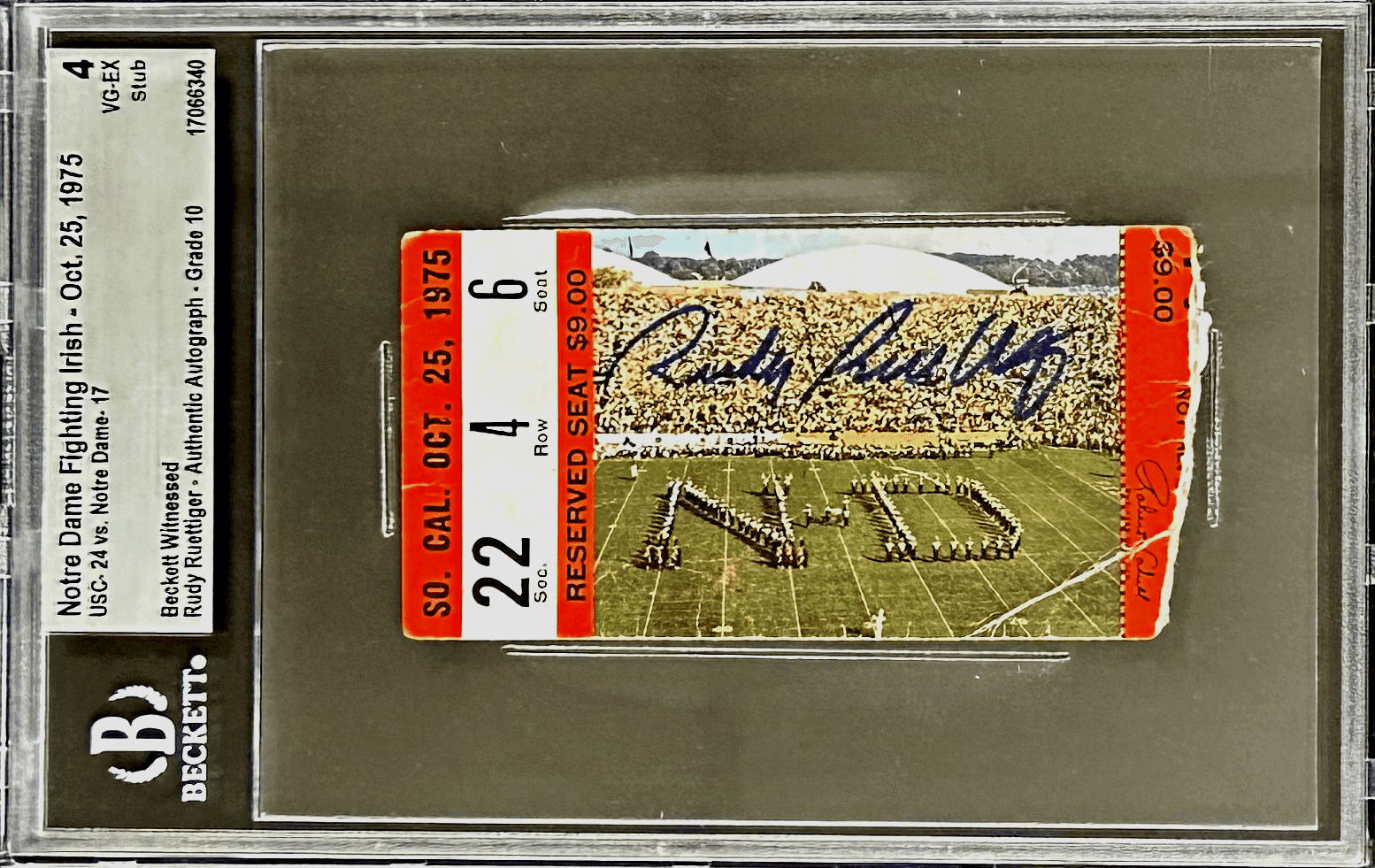 Rudy Ruettiger Signed Autographed Norte Dame Oct Ticket Stub Beckett 17066340 Daniel "Rudy" Ruettiger Ticket Stub 17066340, supplier stock photo