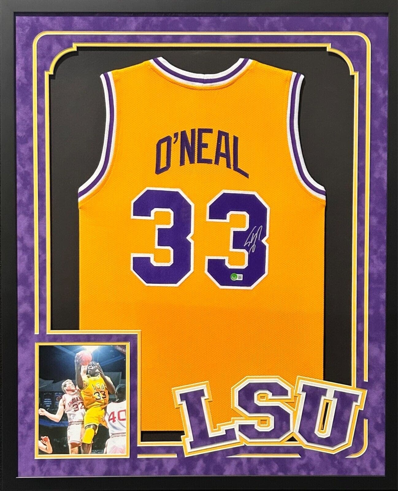 Shaquille “Shaq” O’Neal Signed Framed Yellow Jersey Beckett Cut Out Logo Shaquille O'Neal Jersey shaq-framed-yellow-cut-out-logo, supplier stock photo