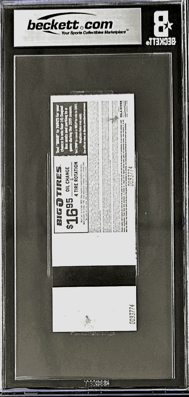 C.C. Sabathia Autographed Signed 3,000th Strikeout Full Ticket Beckett 4VG-EX Ticket Stub sabathia-3-000th-strikeout-full-4vg, view 3, supplier stock photo