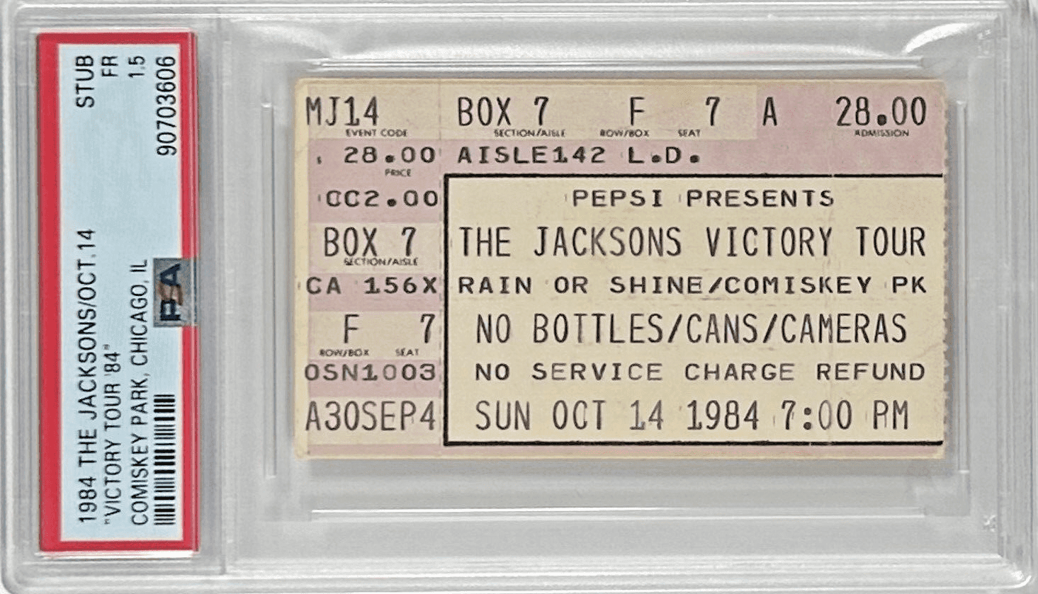 Michael Jackson Ticket Stub 1984 The Jacksons Victory Tour PSA FR1.5 Comiskey Michael Jackson Ticket Stub michael-jackson-1984-jacksons-victory-tour, supplier stock photo