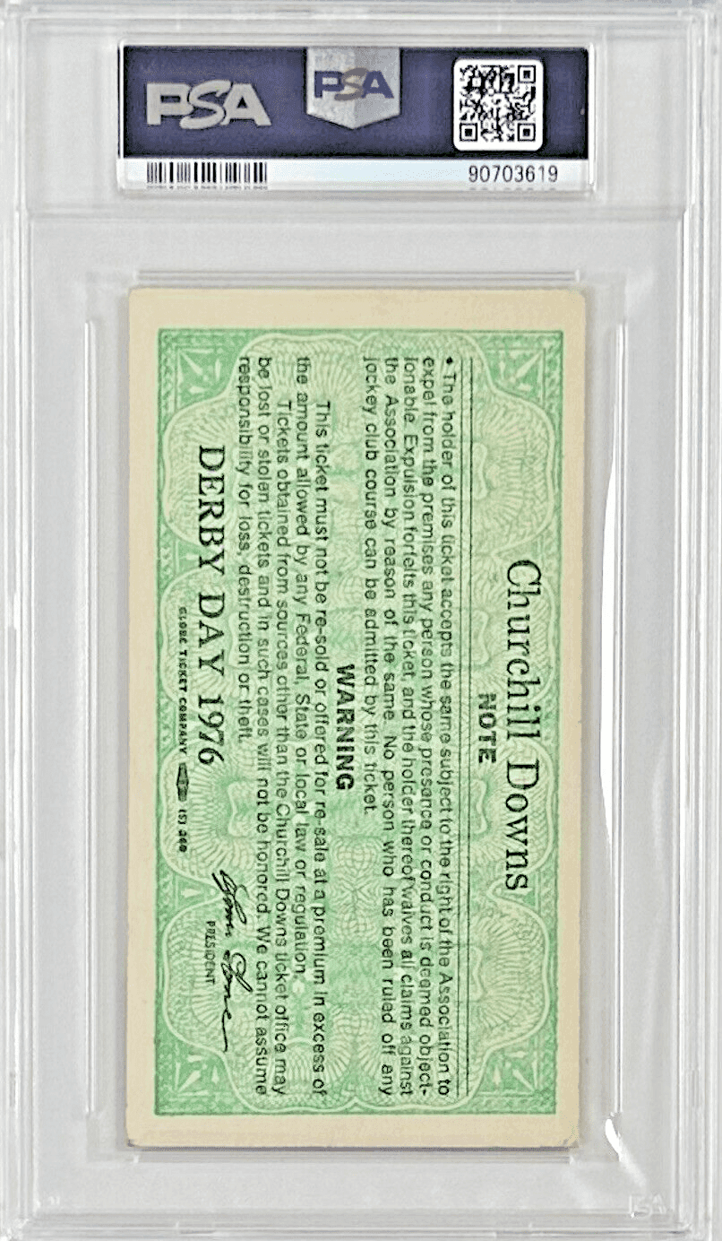 1976 Kentucky Derby Slabbed PSA Ticket Stub EX 5 Derby Winner Bold Forbes Ticket Stub 1976-kentucky-derby-slabbed-ex-5, view 3, supplier stock photo