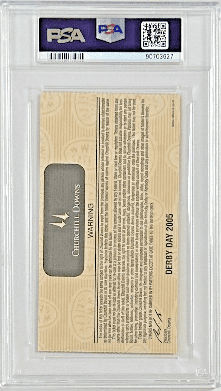 2005 Kentucky Derby Slabbed PSA Ticket Stub NM-MT 8 Derby Winner Giacomo Ticket Stub 2005-kentucky-derby-slabbed-nm-mt, view 3, supplier stock photo