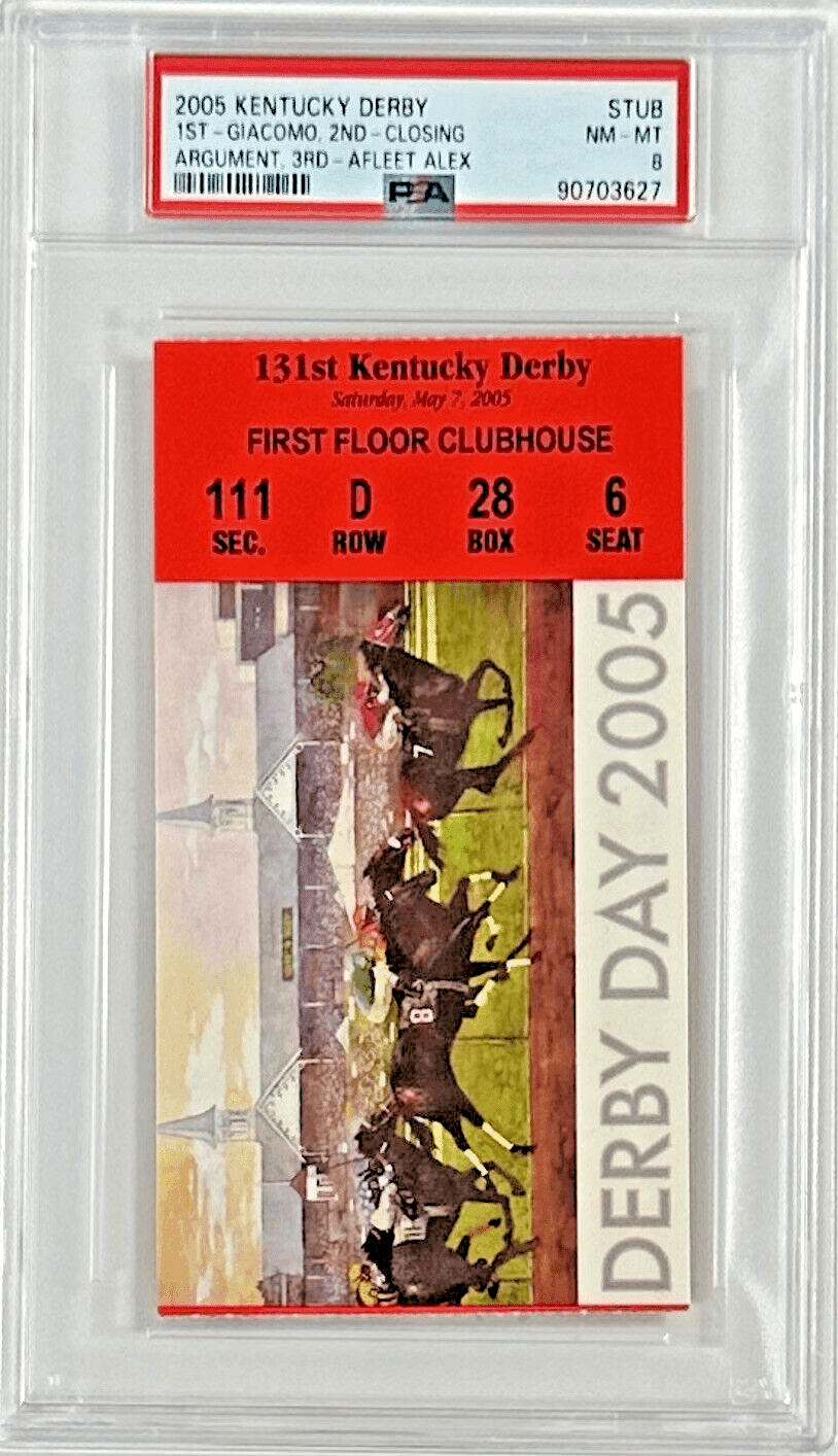 2005 Kentucky Derby Slabbed PSA Ticket Stub NM-MT 8 Derby Winner Giacomo Ticket Stub 2005-kentucky-derby-slabbed-nm-mt, view 2, supplier stock photo