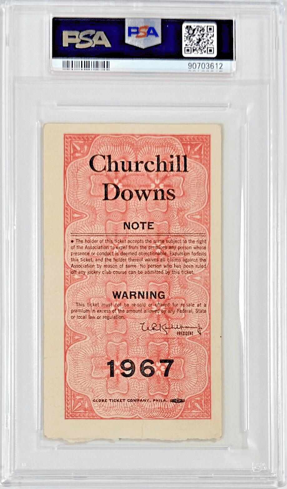 1967 Kentucky Derby Slabbed PSA Ticket Stub Good 2 Derby Winner Proud Clarion Ticket Stub 1967-kentucky-derby-slabbed-good-2, view 3, supplier stock photo