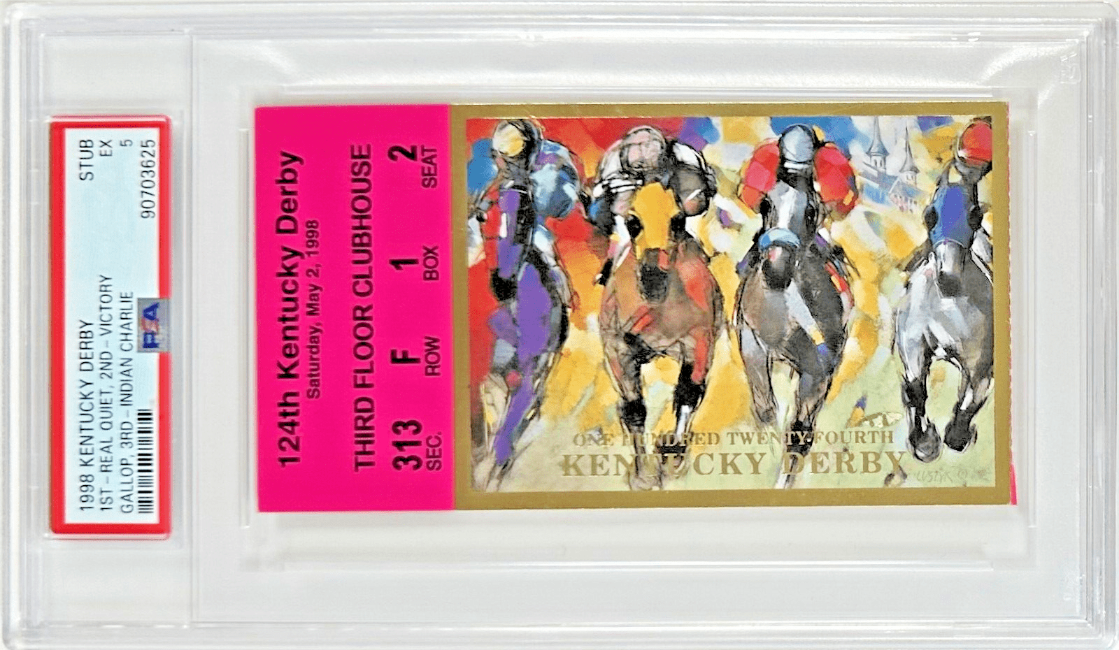 1998 Kentucky Derby Slabbed PSA Ticket Stub EX 5 Derby Winner Real Quiet Ticket Stub 1998-kentucky-derby-slabbed-ex-5, supplier stock photo