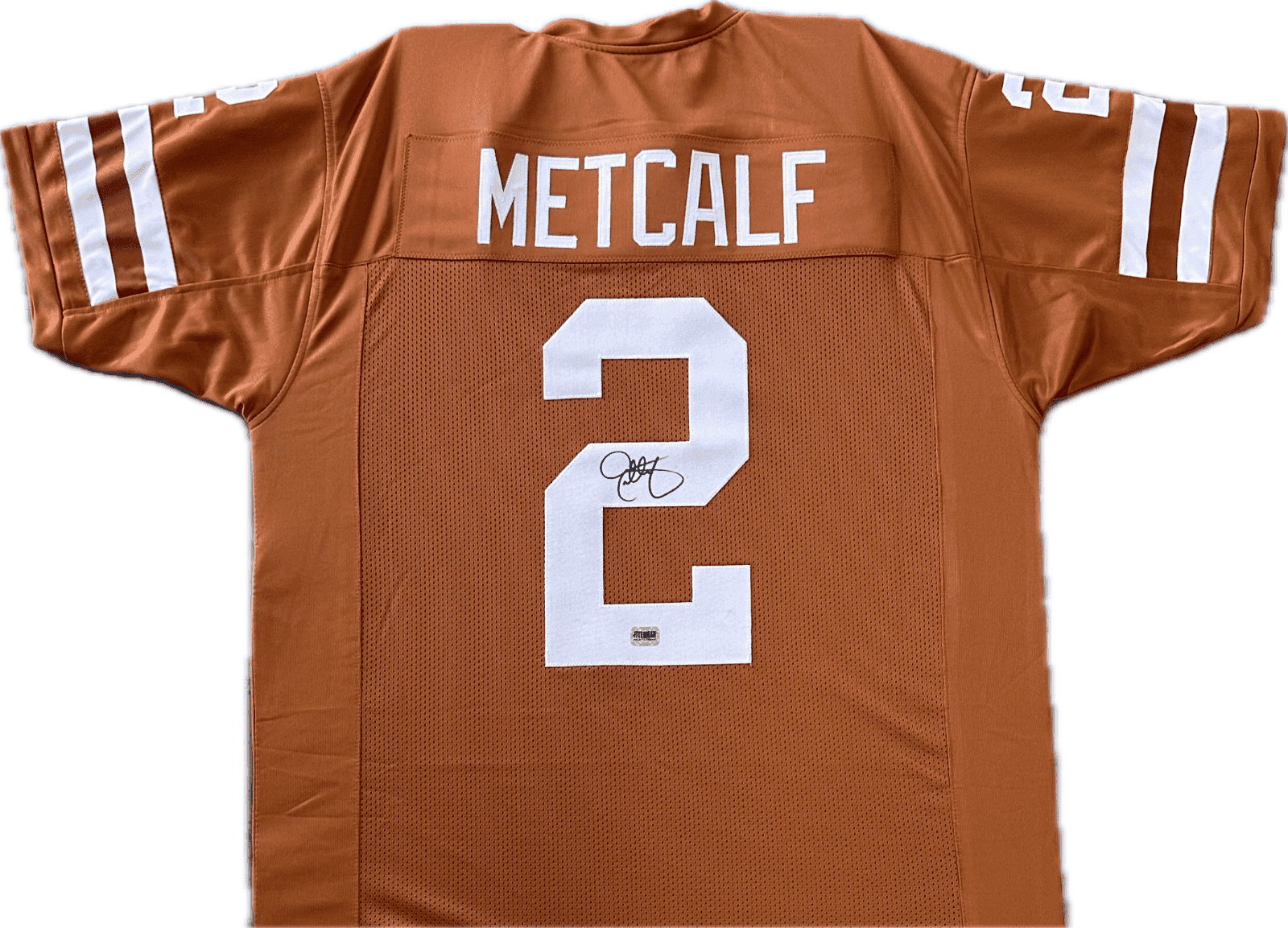 Eric Metcalf Signed Autographed Burnt Orange Jersey FSG Authenticated Eric Metcalf Jersey eric-metcalf-burnt-orange-fsg, supplier stock photo