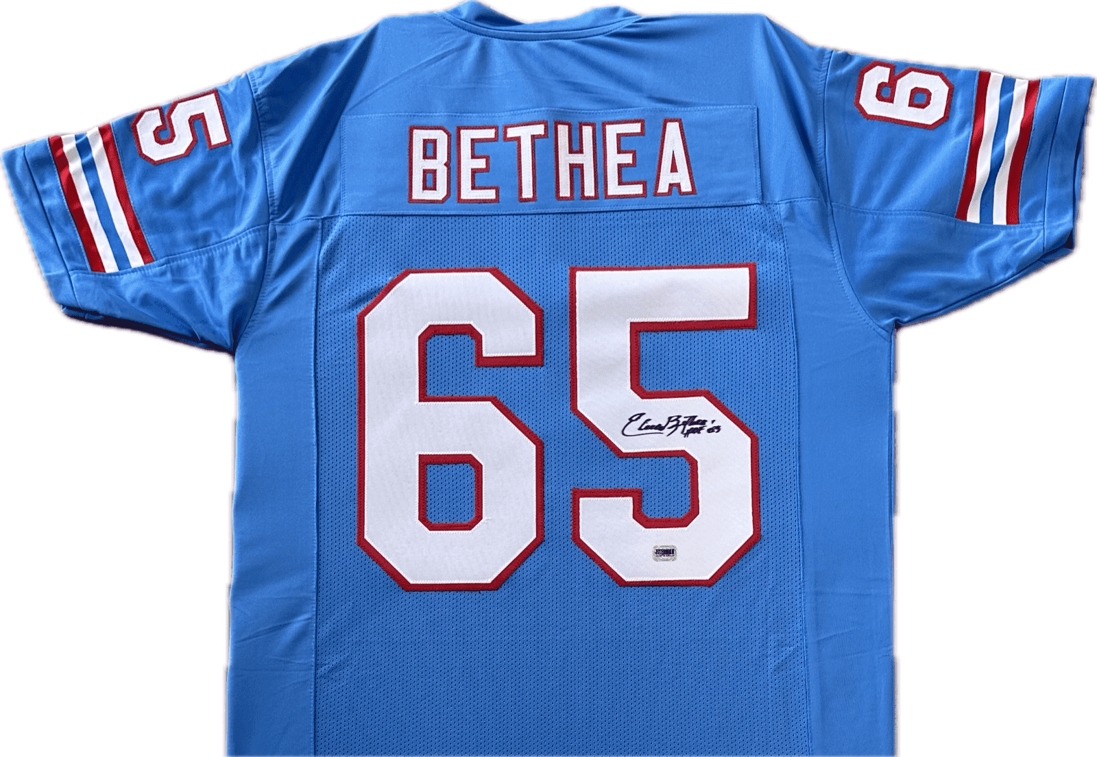 Elvin Bethea Signed Autographed Blue Jersey FSG Authenticated Elvin Bethea Jersey elvin-bethea-blue-fsg, supplier stock photo