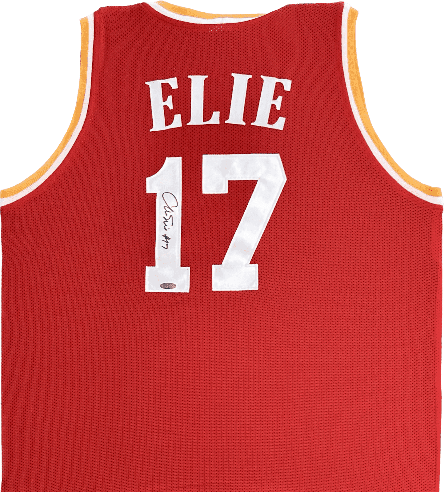 Mario Elie Signed Autographed Red Jersey TriStar Authenticated Mario Elie Jersey mario-elie-red-tristar, supplier stock photo