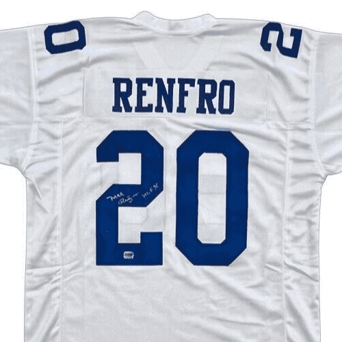 Mel Renfro Signed Autographed White Jersey Fiterman Sports Authenticated Mel Renfro Jersey mel-renfro-white-fiterman, view 2, supplier stock photo
