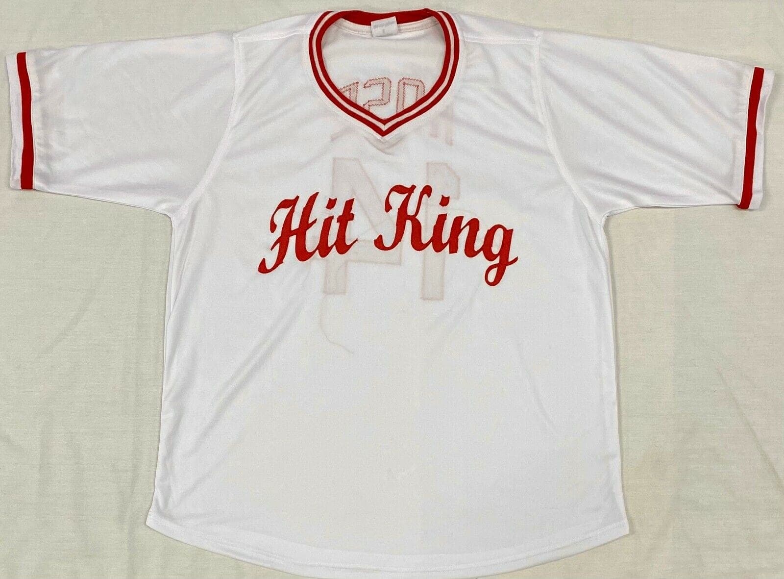 Pete Rose Signed White Jersey Pete Rose Exclusive Hologram Charlie Hustle 2 Pete Rose Jersey white-hologram-charlie-hustle-2, Cincinnati Reds, view 3, supplier stock photo