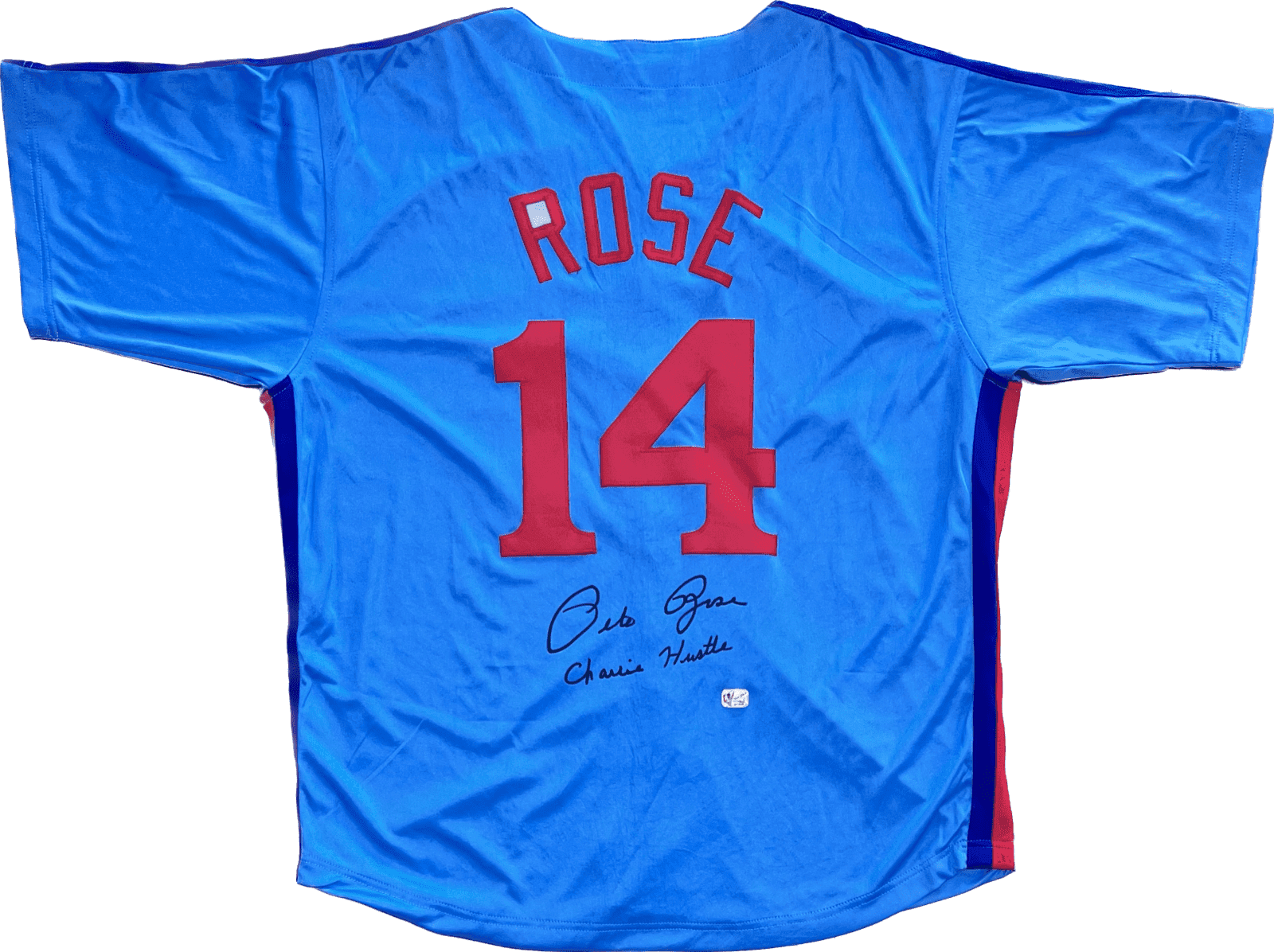 Pete Rose Signed Blue Jersey Pete Rose Exclusive Hologram Charlie Hustle Pete Rose Jersey blue-hologram-charlie-hustle, Cincinnati Reds, supplier stock photo