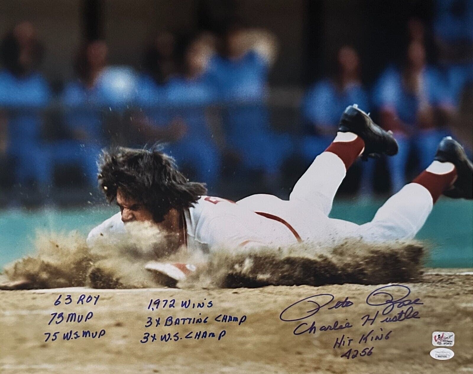 Pete Rose Signed 16×20 Photo JSA & Pete Rose Exclusive Authen #1 w/9 inscrip Pete Rose Photo 16x20-16-20-authen-1-9-inscrip, Cincinnati Reds, supplier stock photo