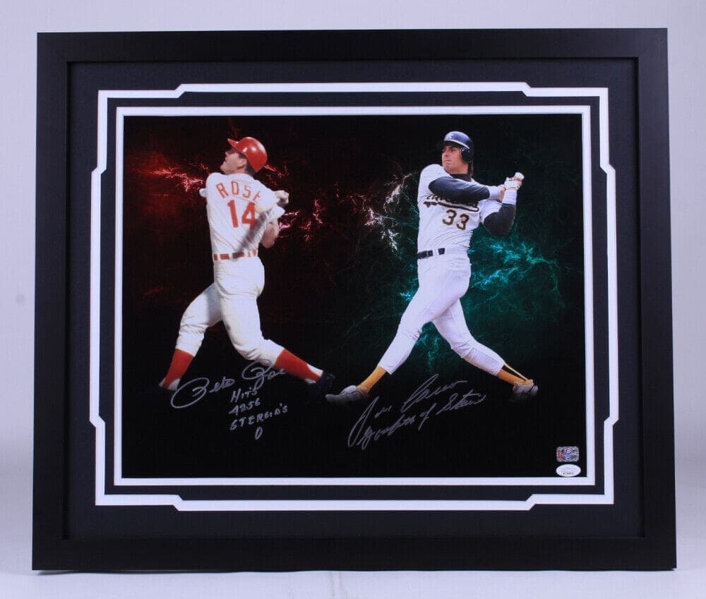 Pete Rose & Jose Canseco Signed Framed 16×20 Photo JSA and Pete Rose Hologram Pete Rose Photo 16x20-jose-canseco-framed-16-20-hologram, Cincinnati Reds, supplier stock photo