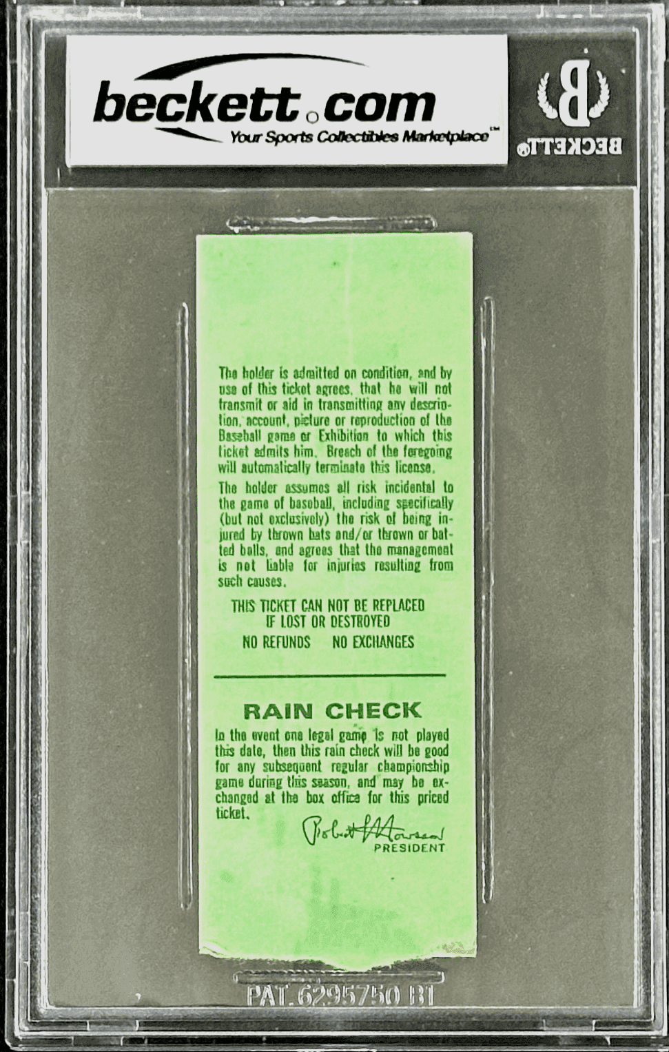 PETE ROSE AUTOGRAPHED TICKET STUB SEPTEMBER 11, 1985 BECKETT 5- EX AUTO 10 66693 Pete Rose Ticket Stub september-11-1985-5-ex-auto, Cincinnati Reds, view 3, supplier stock photo