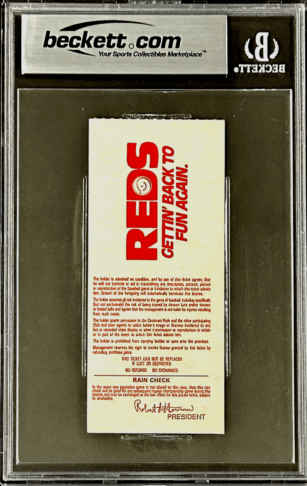 PETE ROSE SIGNED TICKET STUB VS PADRES JUNE 7, 1985 BECKETT 6 EX-MT 17066809 Pete Rose Ticket Stub vs-june-7-1985-6-ex, San Diego Padres, view 3, supplier stock photo