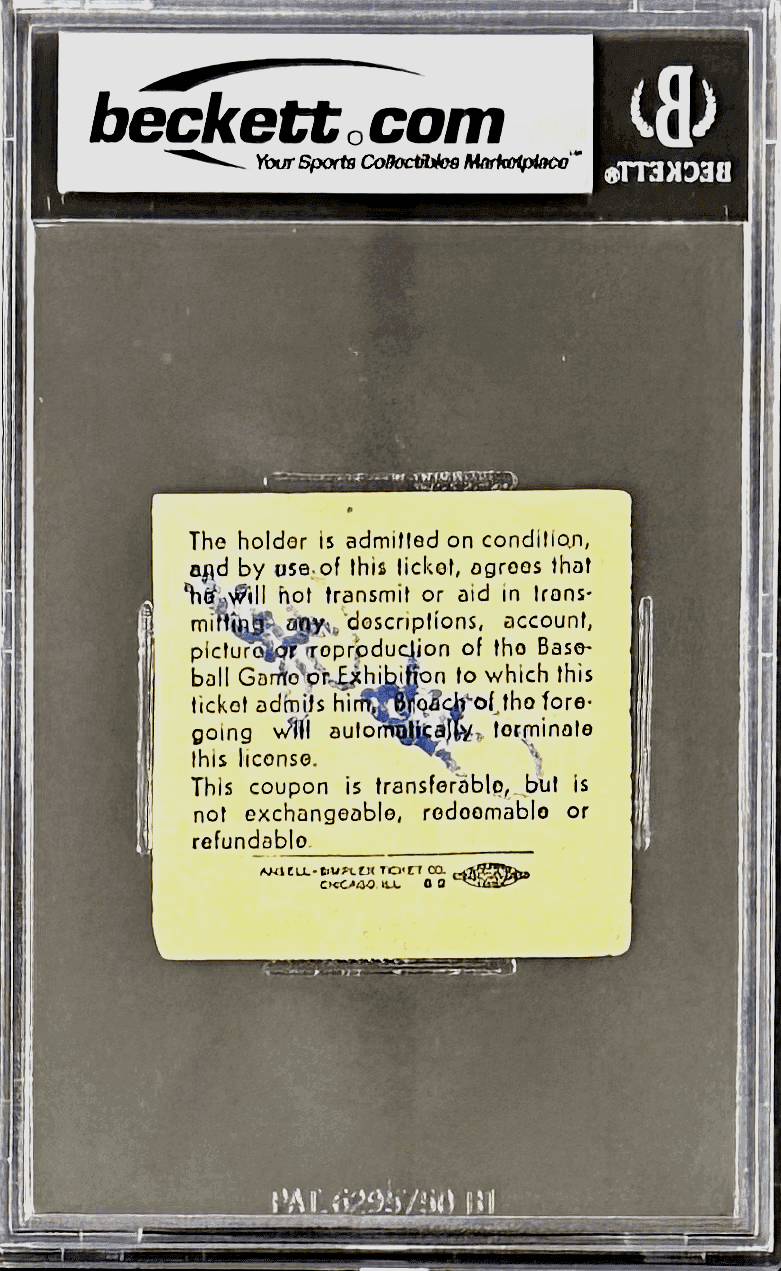 PETE ROSE AUTOGRAPHED TICKET STUB Aug. 11, 1968 BECKETT 5 EX AUTO 10 17066785 Pete Rose Ticket Stub aug-11-1968-5-ex-auto, Cincinnati Reds, view 2, supplier stock photo