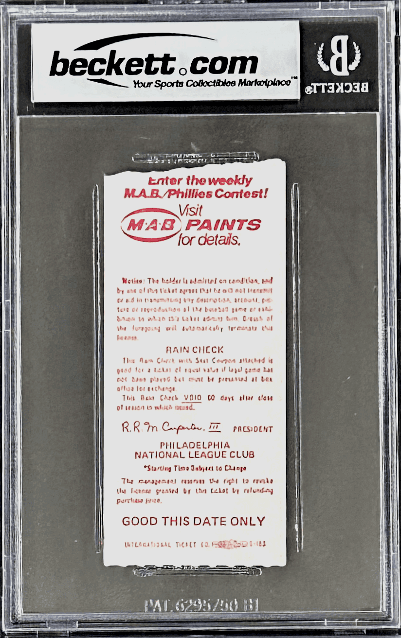Pete Rose Autographed Signed Aug. 10, 1981 Ticket Stub Beckett 8 NM-MT Pete Rose Ticket Stub aug-10-1981-8-nm-mt, Cincinnati Reds, view 2, supplier stock photo