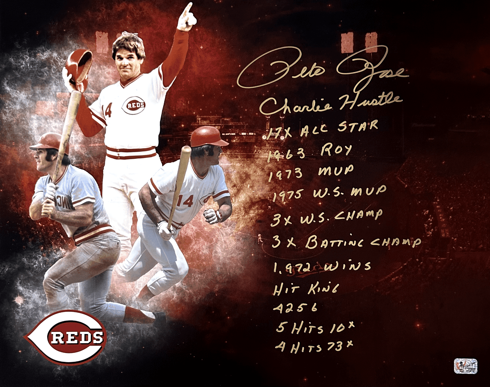 Pete Rose Signed 16×20 Photo Pete Rose Exclusive Authen #10 w/12 inscrip Pete Rose Photo 16x20-16-20-authen-10-12-inscrip, Cincinnati Reds, supplier stock photo